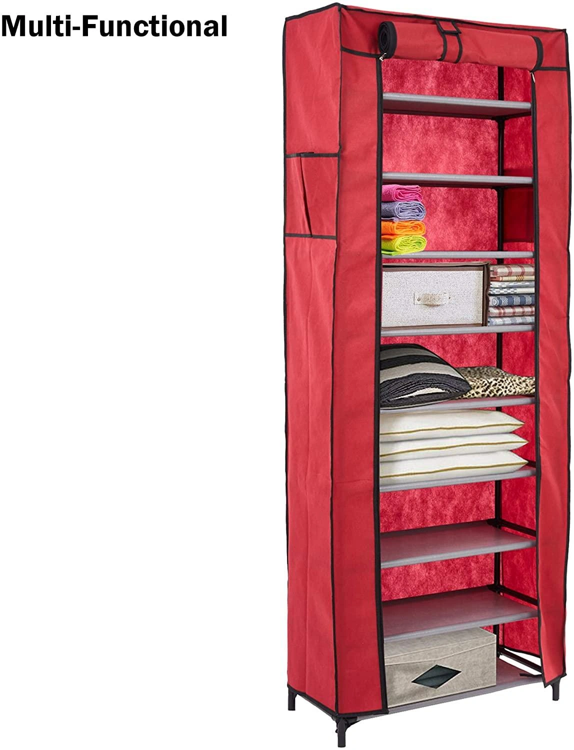 Stylish & Spacious Red Shoe Cabinet – Keeps Your Shoes Organized & Protected!
